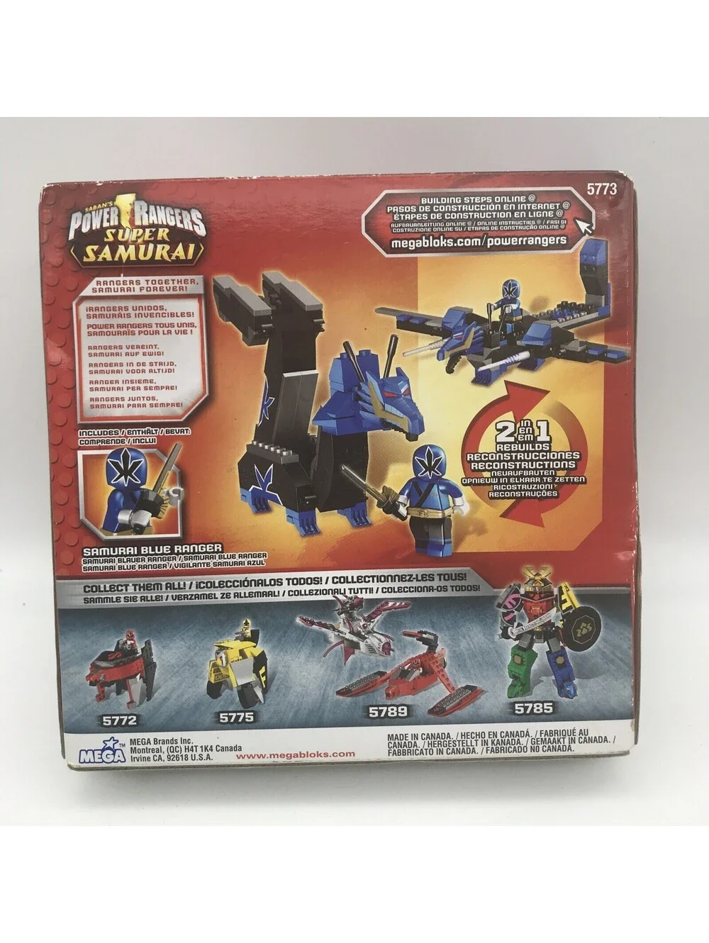 MEGA BLOKS Saban’s Power Rangers Samurai 115 Pcs Dragonzord 5773 Blue Ranger